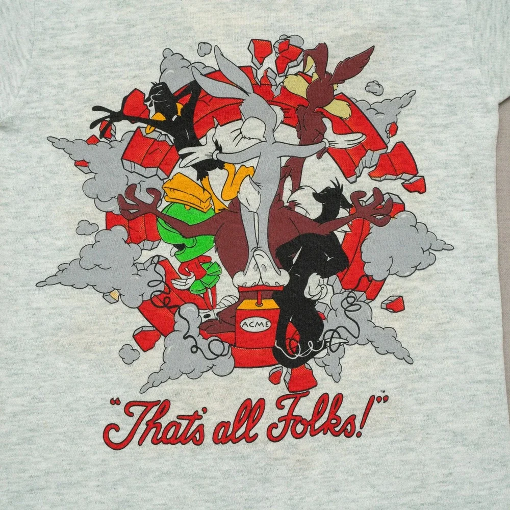 DS VTG 90s Looney Tunes Breakthrough Double Sided Full Cast Youth T Shirt FOTL